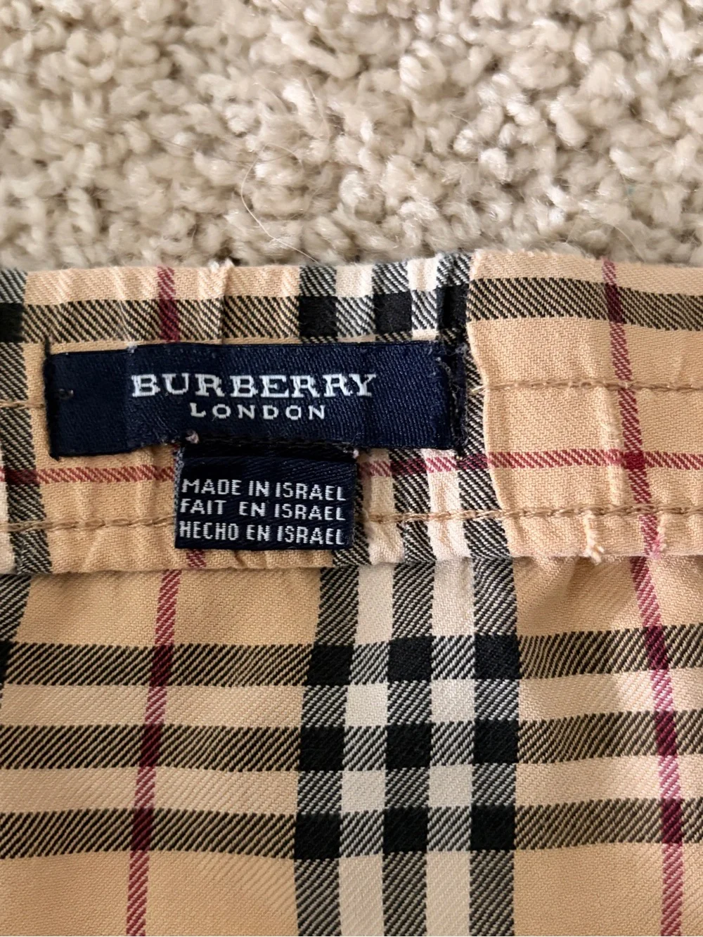 Burberry Plaid Beige Check Cotton Boxers Sz XL